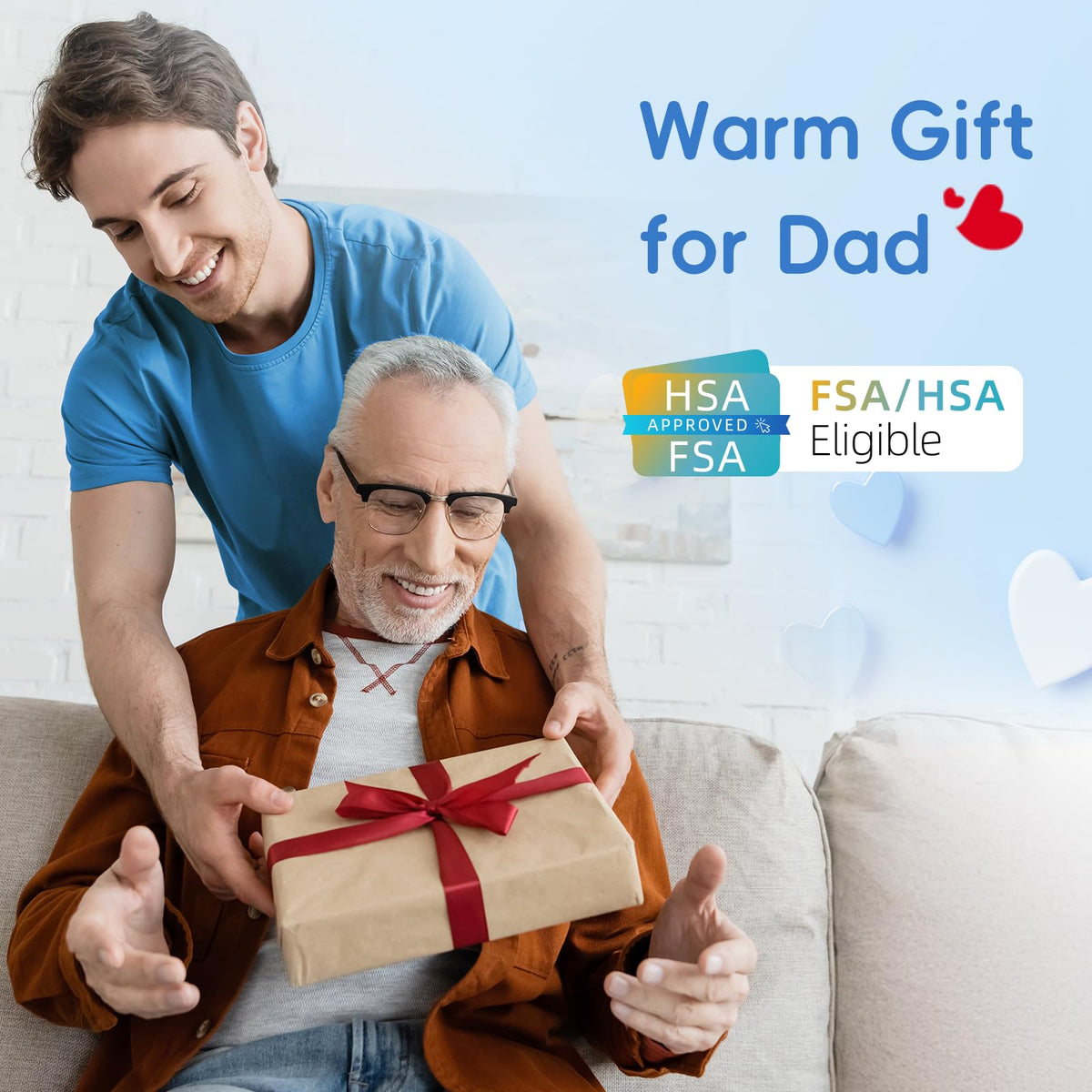 Comfytemp Cordless Heating Pad with Massager for Back Pain Relief, Portable Lower Back Massager FSA HSA Eligible Wearable, Birthday Gifts for Dad Mom Men Women Grandpa Grandma, 3 Heat, Auto-Off, 58"
