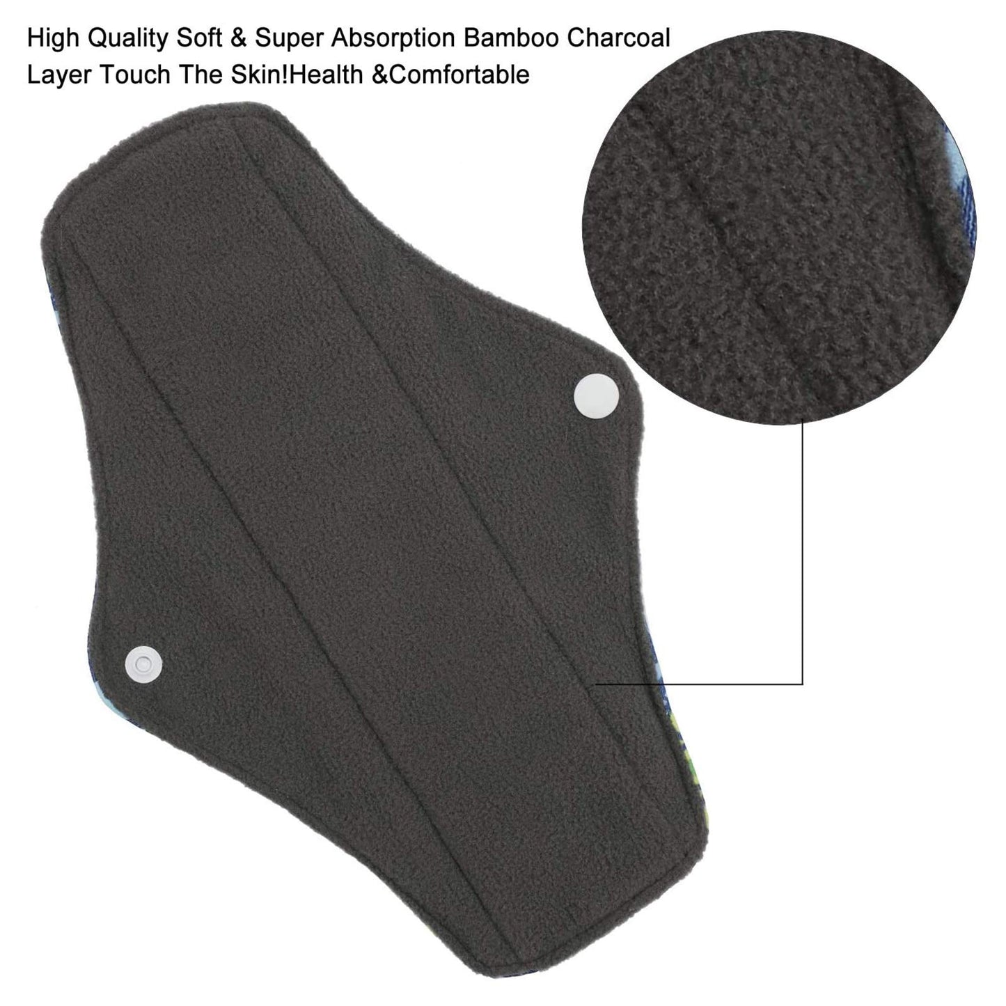 Reusable Menstrual Pads (7 in 1, 25.4cm 4 Layers), Bamboo Cloth Pads for Heavy Flow with Wet Bag, Large Sanitary Pads Set with Wings, Washable Overnight Cloth Panty Liners Period Pads