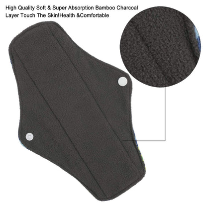Reusable Menstrual Pads (7 in 1, 25.4cm 4 Layers), Bamboo Cloth Pads for Heavy Flow with Wet Bag, Large Sanitary Pads Set with Wings, Washable Overnight Cloth Panty Liners Period Pads