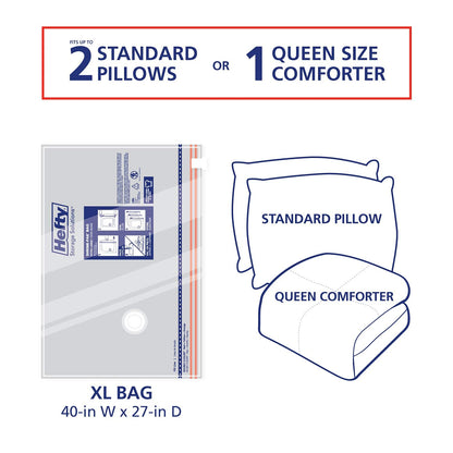 Hefty Shrink-Pak - 3 Extra Large Vacuum Storage Bags for Clothes, Pillows, Towels, or Blankets - Space Saver Vacuum Sealer Bags Ideal Under Bed Storage Solutions