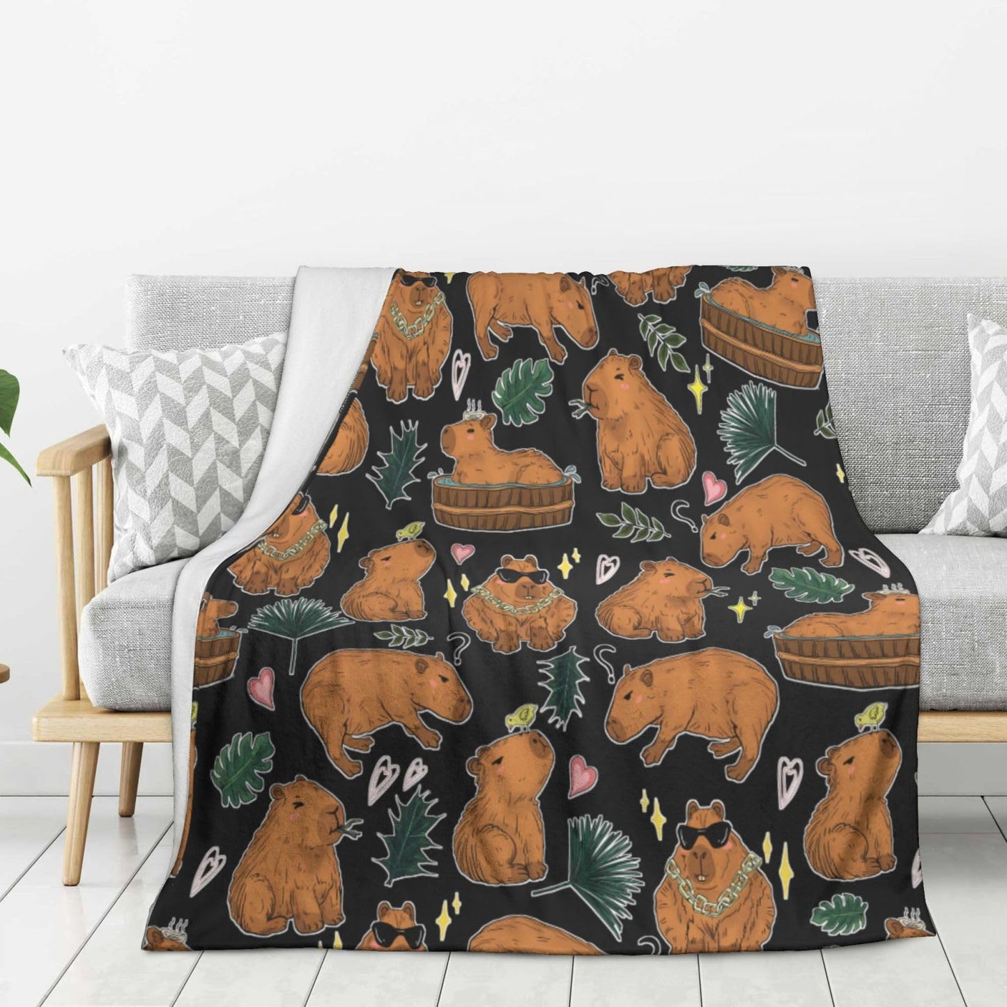 Capybara Blanket Gift for Girls Boys Kids Animals Lovers 50"x40" Fuzzy Soft Cozy Cute Capybaras Blankets Soft Throws Warm Lightweight Plush Flannel Throw Blanket Bed Couch Sofa Women Men Gift