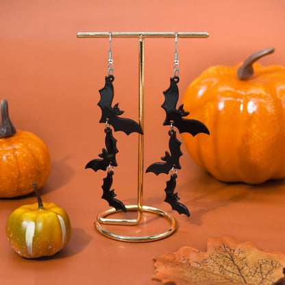 Mintolex Acrylic Halloween Earrings Black Skull Bat Drop Dangle Earrings for Women Fun Cute Spooky Halloween Holiday Costume Jewelry, Bat