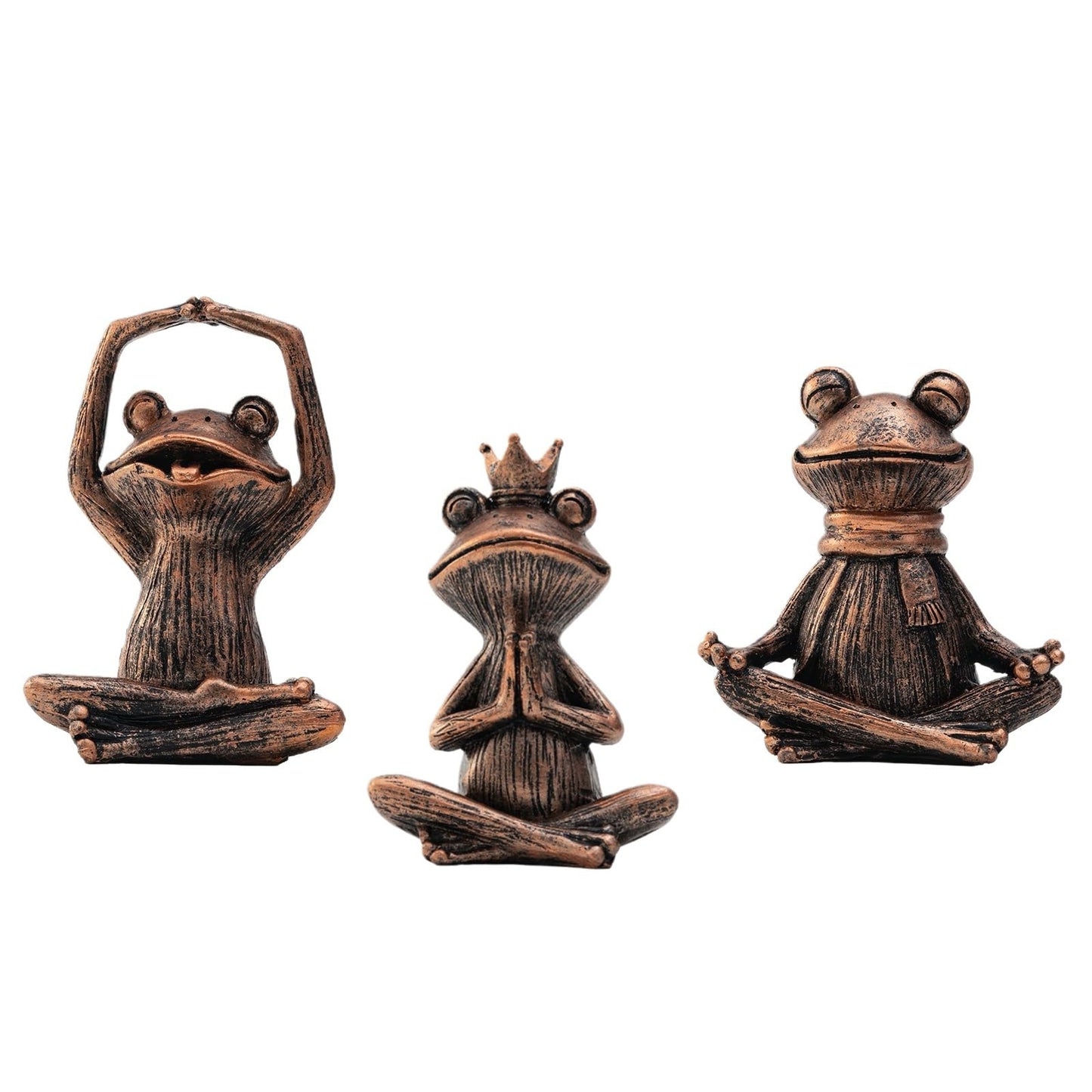 SOREFAFA Meditating Yoga Frog Gifts for Women - Set of 3 Resin Zen Garden Statues, Cute Rustic Animal Figurines for Home Office Shelf Room Decor, Peaceful Relaxation Decor Gift for Mom & Yoga Lovers