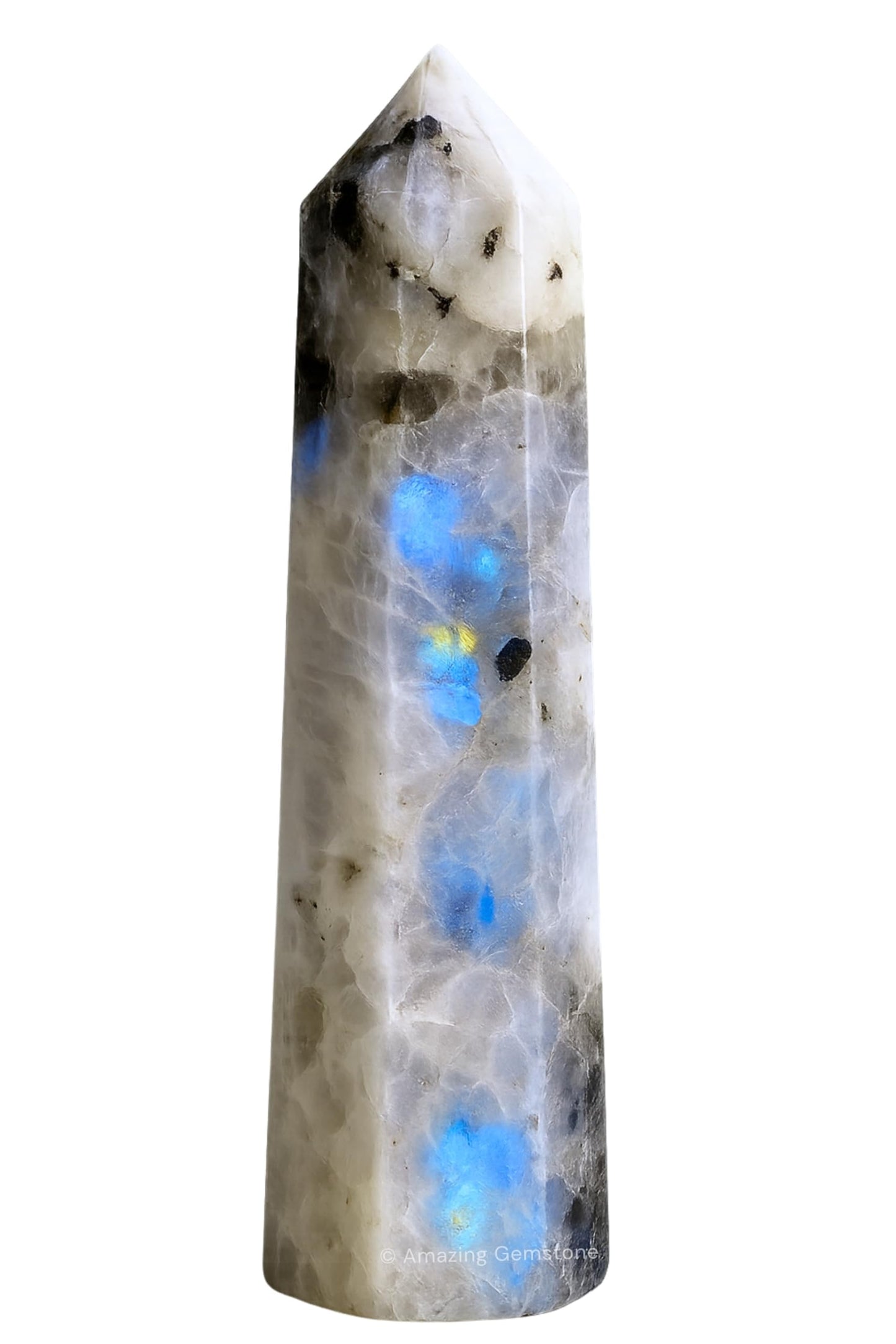 Amazing Gemstone Rainbow Moonstone Crystal Towers - Natural Healing Crystal Point Obelisk for Reiki Healing and Crystal Grid (3" to 4" INCH)