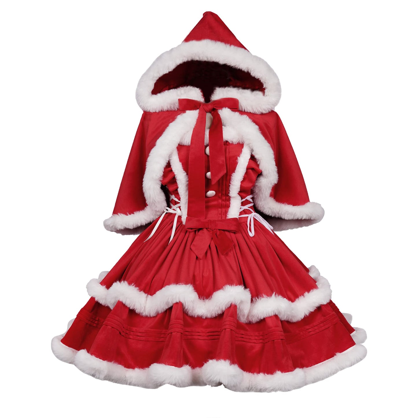 ZZEQYG Womens Christmas Dresses Santa Christmas Outfits Cute Lolita Dress(L,Suit-Red)