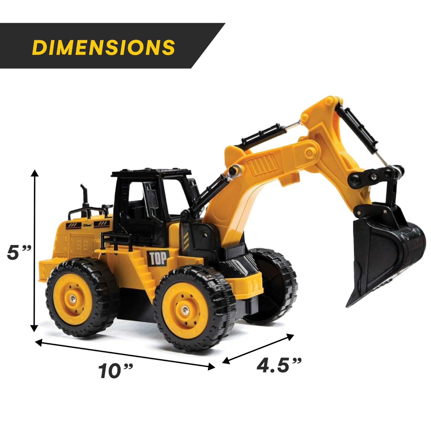 Top Race 5-Channel Fully Functional Remote Control Excavator - 1:24 Scale RC Construction Truck Toy with Multi-Directional Movement for Kids - Digger Toy for Boys and Girls Ages 3 and Up