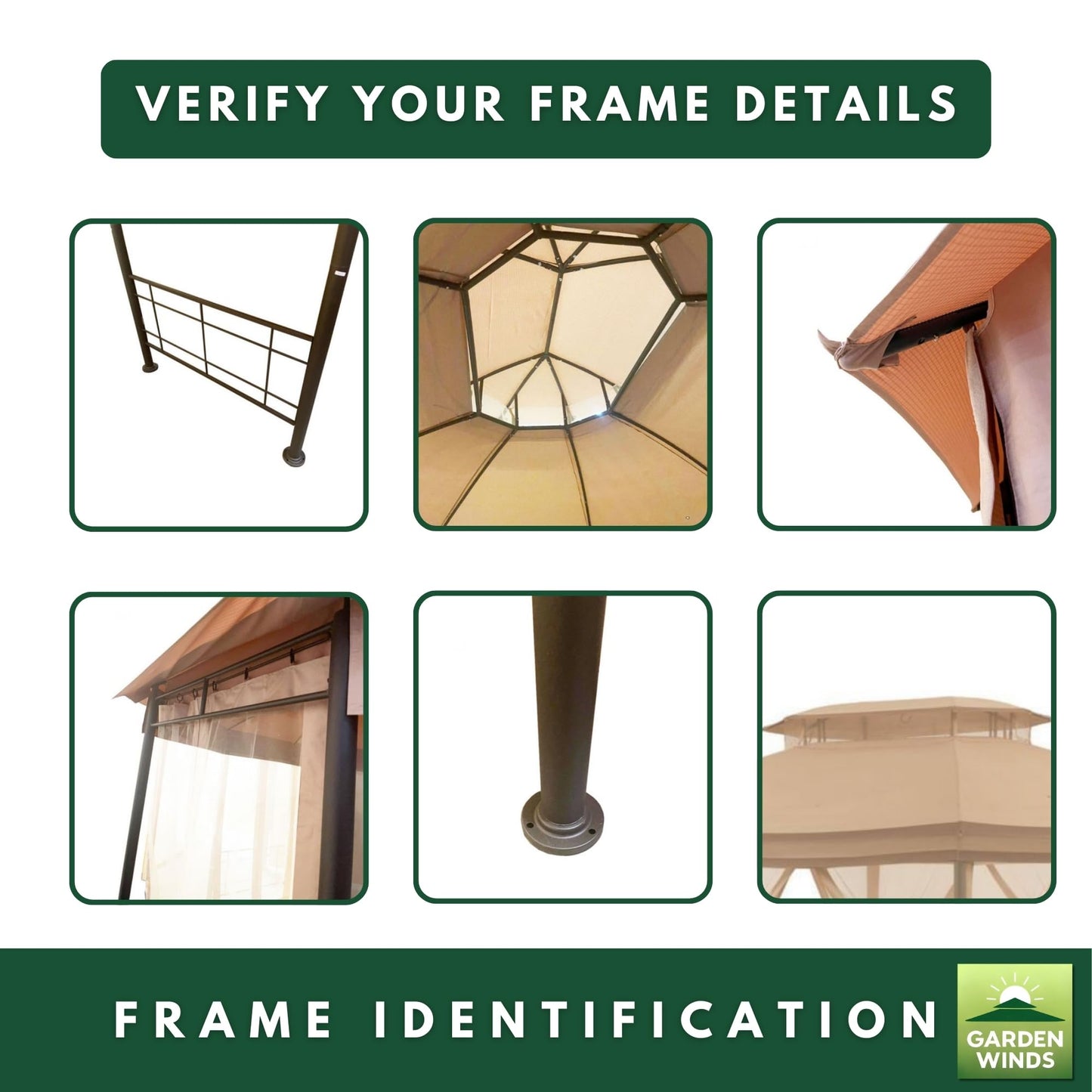 Garden Winds Reinforced RipLock 350 Replacement Canopy Top Cover Compatible with Seagrove 10' x 12' Gazebo Model A101014900 - Beige