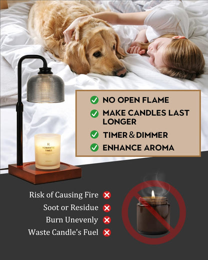 Candle Warmer Lamp with Timer Dimmable, Adjustable Height Candle Warmer,Mothers Day Birthday Gifts for Women Mom House Warming Gifts New Home, Wax Warmer for Jar Candles with 2 Bulbs