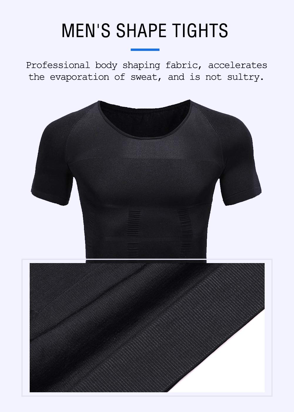 NonEcho Mens Slimming Body Shaper Seamless Compression Shirt Tummy Control Slimmer Shapewear Gynecomastia Undershirt