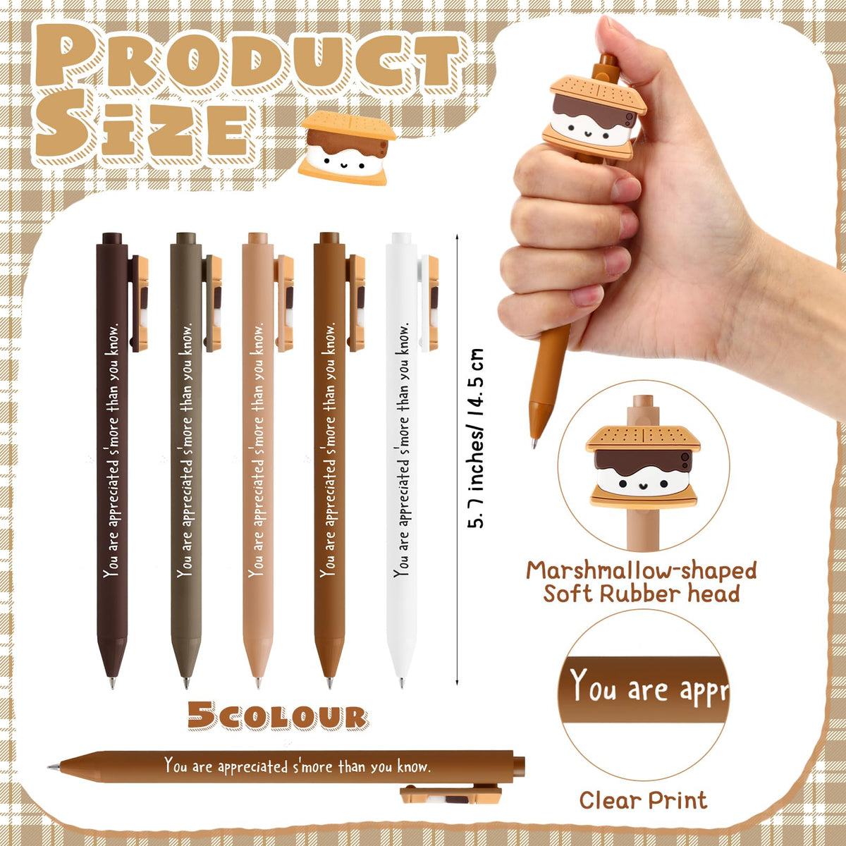 MotiMind 60 Pcs Inspirational Thank You Pens Gifts Bulk for Employee Coworker, Funny Appreciation Pens Gifts for Office Team Staff (Marshmallow)