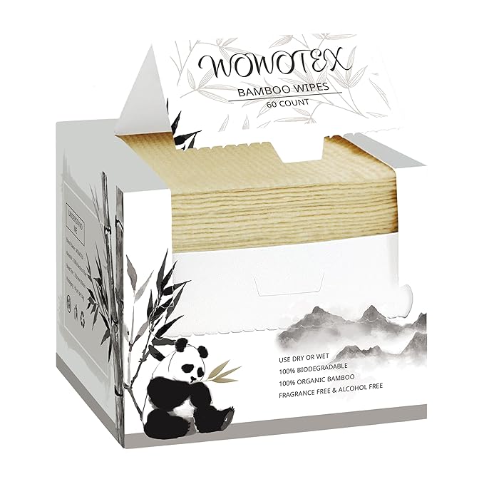Bamboo Rayon Disposable Face Towel Biodegradable Large Dry Face Wipes 60