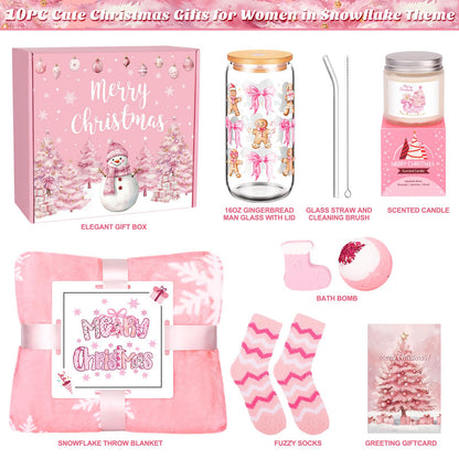 Christmas Gifts for Women Pink, Womens Christmas Gift Set 2025, Xmas Gifts Baskets, Snowman Presents for Women, Coworkers, Teacher, Sister, Mom, Wife, Friend, Secret Santa Gift