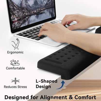 Sushret L-Shaped Desk Elbow Pad for Desk, 2-Pack Memory Foam Elbow Rest for Desk Edge Cushion, Non-Slip Ergonomic Arm Rest for Wrist, Palm & Forearm Support, Office Home, Separate Design, Black