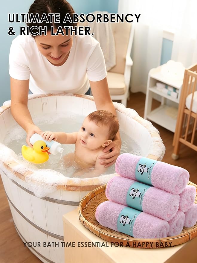 HIPHOP PANDA Baby Washcloths, Rayon Made from Bamboo