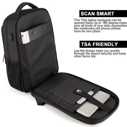 Lumesner Travel Laptop Backpack with USB Charging Port; 15.6 Inch Anti Theft Business Backpack for Men & Women; Water Resistant Computer Rucksack for School/Work/Travel