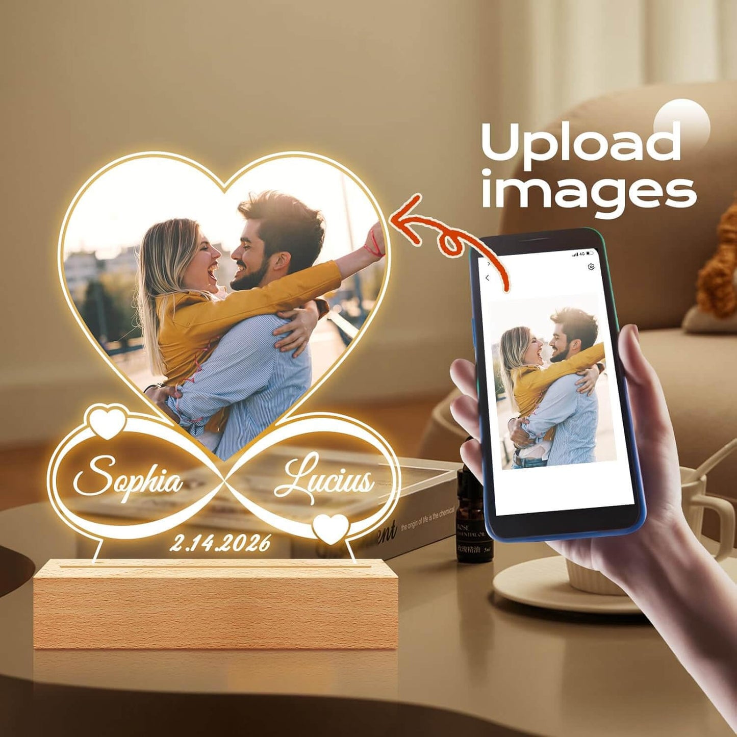 Custom Picture Frames, Personalized Photo Frame, Customized Picture Frames, Personalized Anniversary Valentines Day Gifts for Women Men Her Him Girlfriend Boyfriend Mom Dad Couple Baby Kid Family Pet