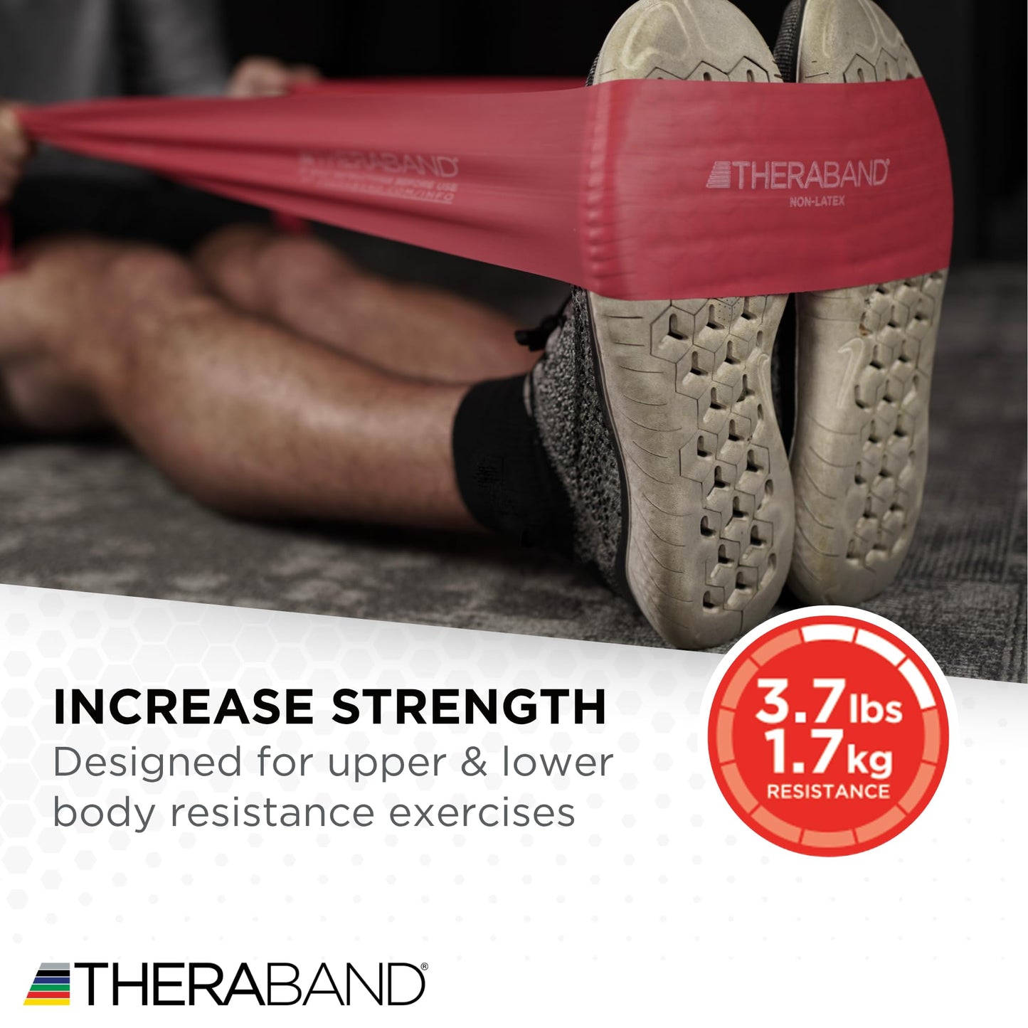 TheraBand Non-Latex, Elastic Resistance Bands Set for Physical Therapy, Yellow, Red, Green, Beginner