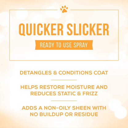 Paw Brothers Grooming Tool and Nature's Specialties Conditioning Spray Bundle - Hard Pin Curved Slicker Brush, Medium, 3.5 in. - Quicker Slicker Detangling and Conditioning Spray, Ready to Use, 16 oz
