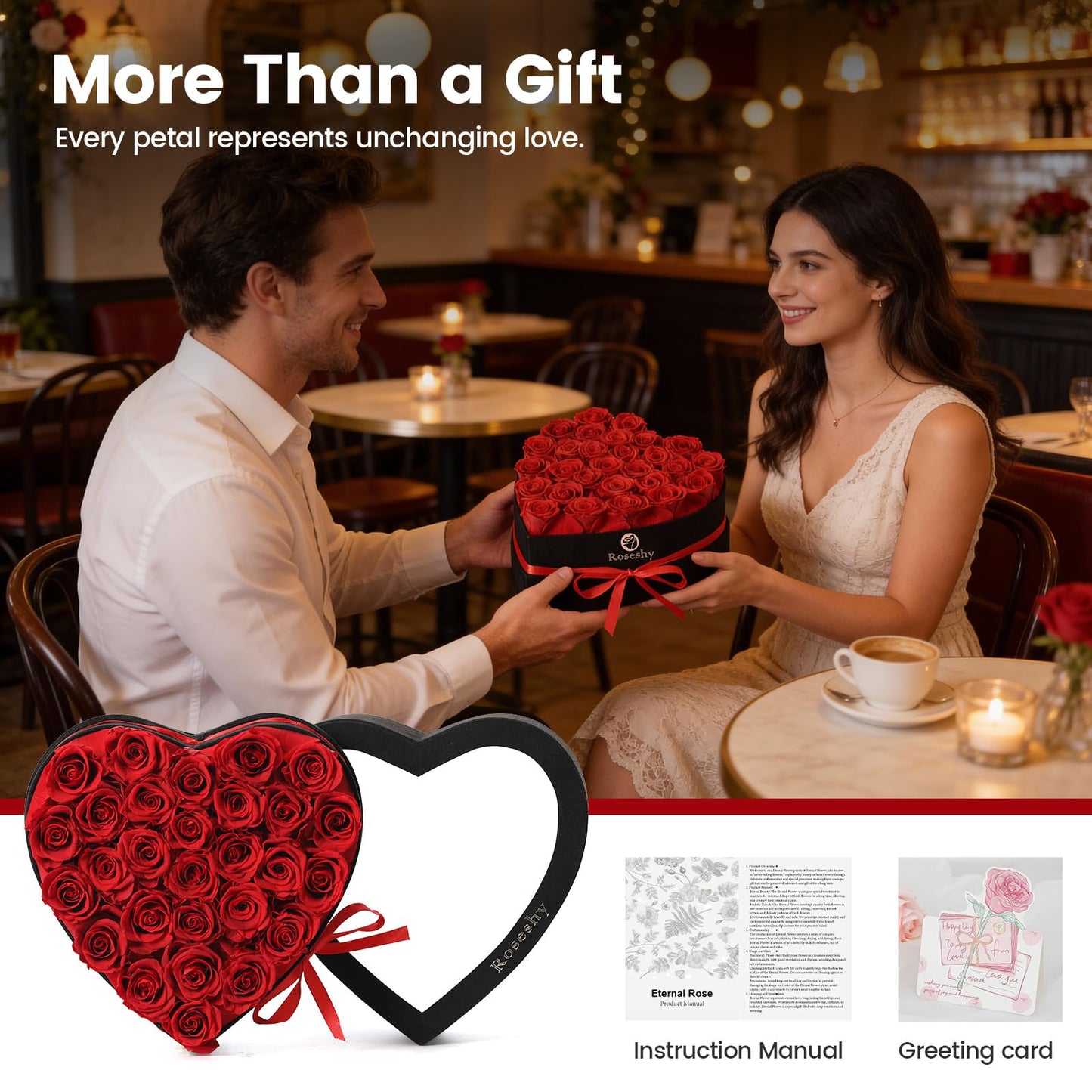 Valentines Day Flowers Roses Gifts for Her,16pcs Red Forever Preserved Roses in Heart Shape Gift Box,Valentines Day Delivery Prime Gifts-Roses Gifts for Women,Mom.