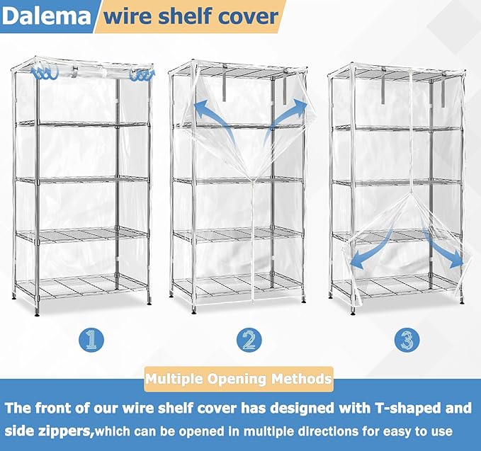 Waterproof Shelf Cover,Durable Dustproof Storage Wire Rack Covers,Outdoor Shelving Covers for Wire Shelves with Zipper 42''x18''x72'',Clear,Cover Only