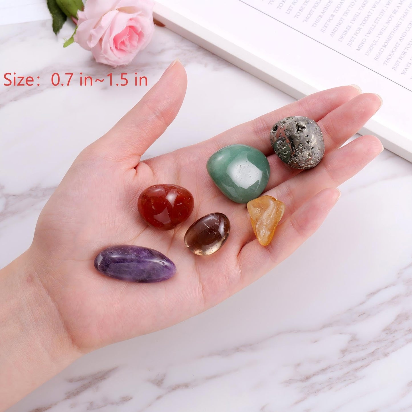 Workplace Crystals Set - 6PC Healing Protection Stones for Office Desk, Focus, Positive Energy, Stress Relief, Metaphysical Gifts for Friend Coworker Family, New Job Decor