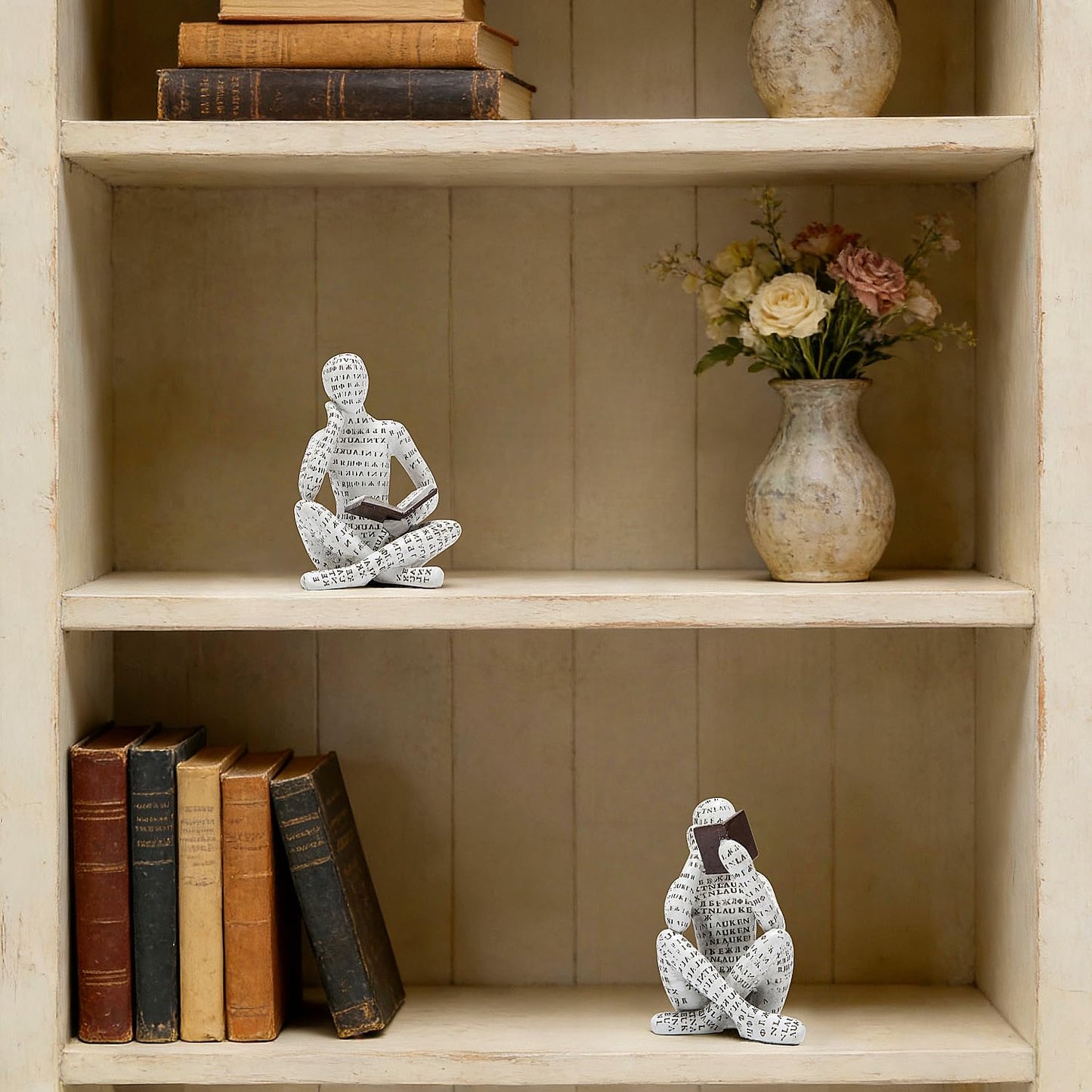 Brighomrom Bookshelf Decor Pulp Reading Thinker Sculpture, Abstract Art Statue Ornaments, Set of 2 Modern Aesthetic Figurine Home Decor Accents for Office Living Room Bedroom Shelf Coffee Table Desk