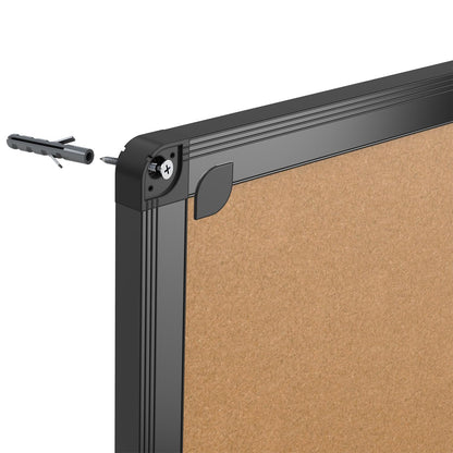 VIZ-PRO Cork Notice Board, 90 X 60 cm, Cork Bulletin Board with Black Aluminium Frame