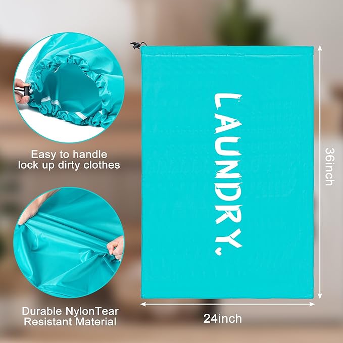 4 Pack XL Travel Laundry Bag, Machine Washable Dirty Clothes Organizer