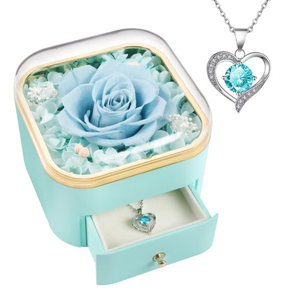 Beferr Valentines Day Gifts for Her Preserved Real Rose with Necklace Eternal Roses Forever Flowers for Delivery Prime Mothers Anniversary Birthday Gifts for Women Mom Grandma Wife Daughter Girlfriend