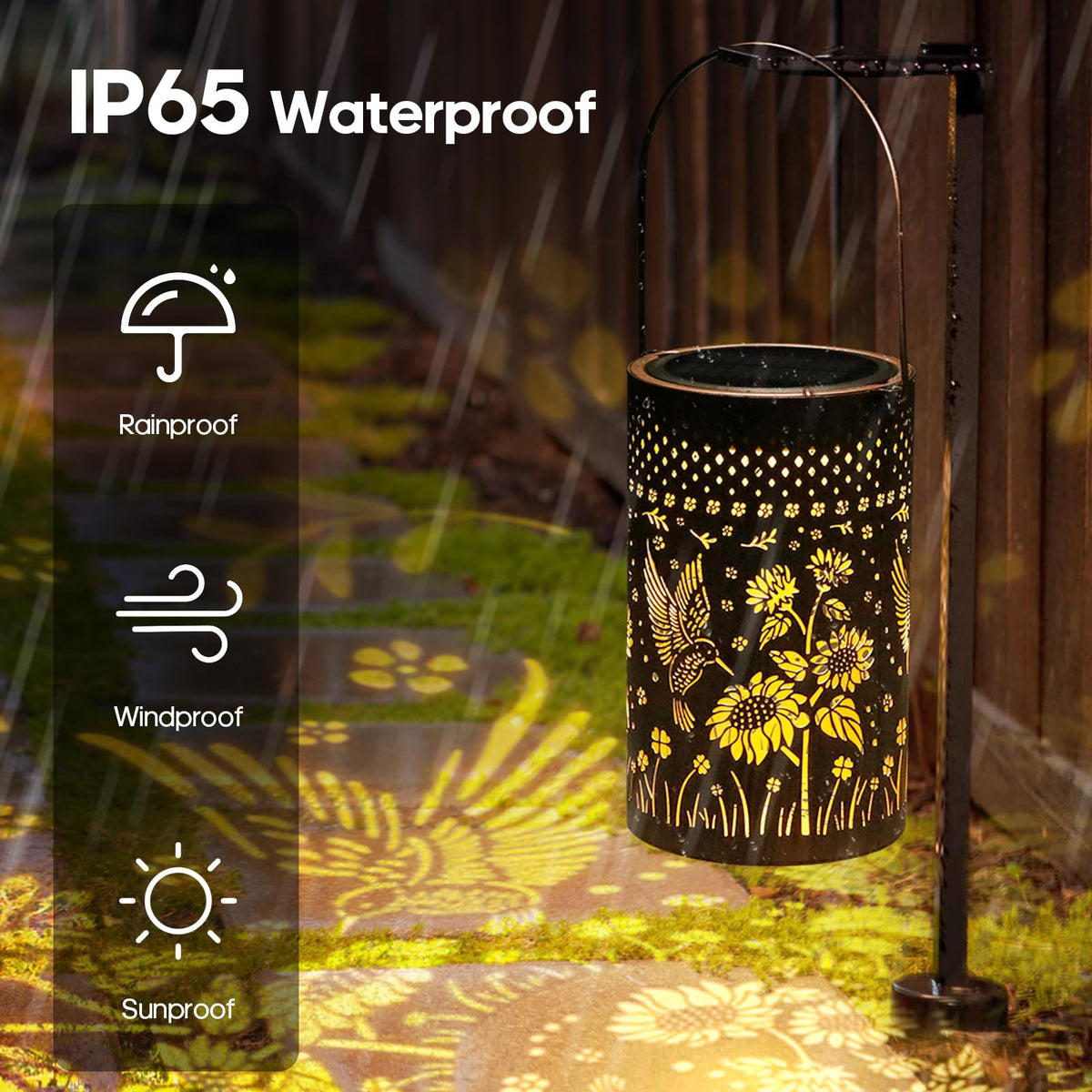 Solar Lanterns Outdoor Waterproof Christmas Gifts Hummingbird Sunflower Garden Decor, Best Gifts for Mom Women Grandmom, Hanging Metal Lantern Lights for Patio, Pathway, Yard, Landscape, Lawn
