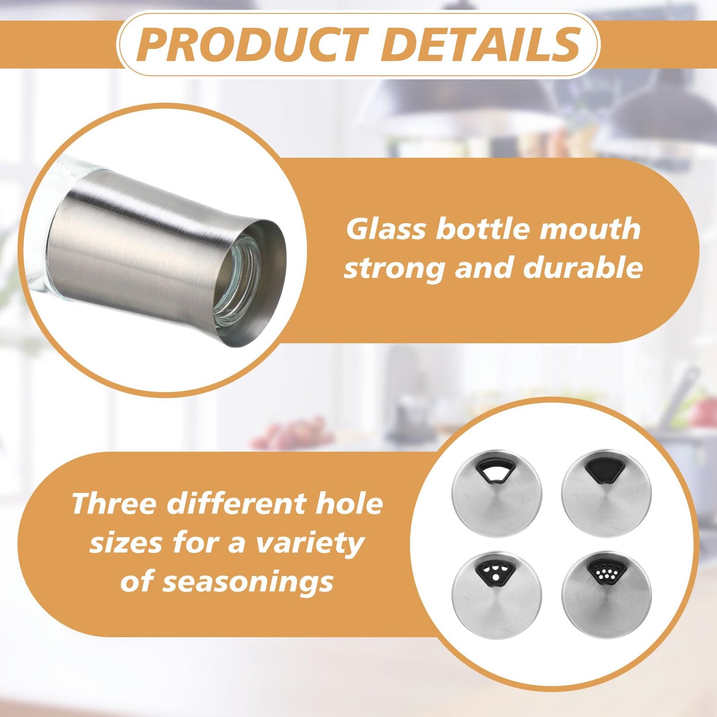 Honeydak 12 Sets Stainless Steel Salt and Pepper Shakers Adjustable Pour Holes Spice Dispenser for Salt, Sugar, Cinnamon, and Pepper, Stylish Kitchen Seasoning and Spice Shaker Set