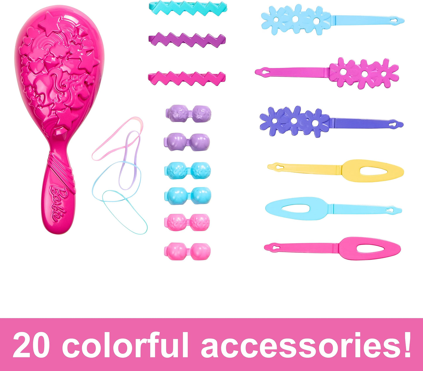 Barbie Doll Styling Head, Blond Hair with 20 Colorful Accessories, Doll Head for Hair Styling
