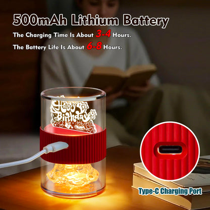 PARYRAY Happy Birthday Light for Table 3D Rose Flip LED Night Lights Color Changing Dimmable USB-C Input Rechargeable Touch Control Birthday Gift Lamps for Women Wife Mom Daughter