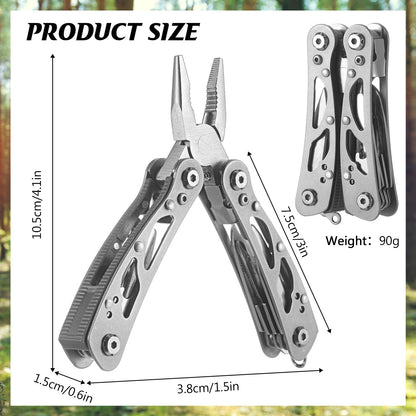 Lasnten 6 Pcs Small Multitool Pliers, Christmas Gifts for Men Stainless Steel Small Multitool Mini Pliers Foldable Knife, Bottle Opener, Screwdriver Apply to Camping, Dad Gifts (Grey)