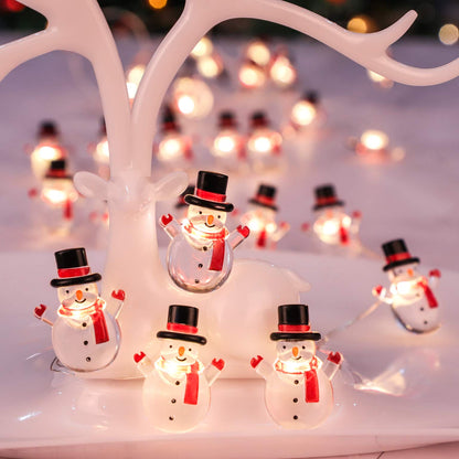 Silverstro Snowman Christmas String Lights for Bedroom 10 Ft 30 LED USB & Battery Powered Fairy Lights with Remote - Kid's Room Kitchen Party Xmas Holiday Decor