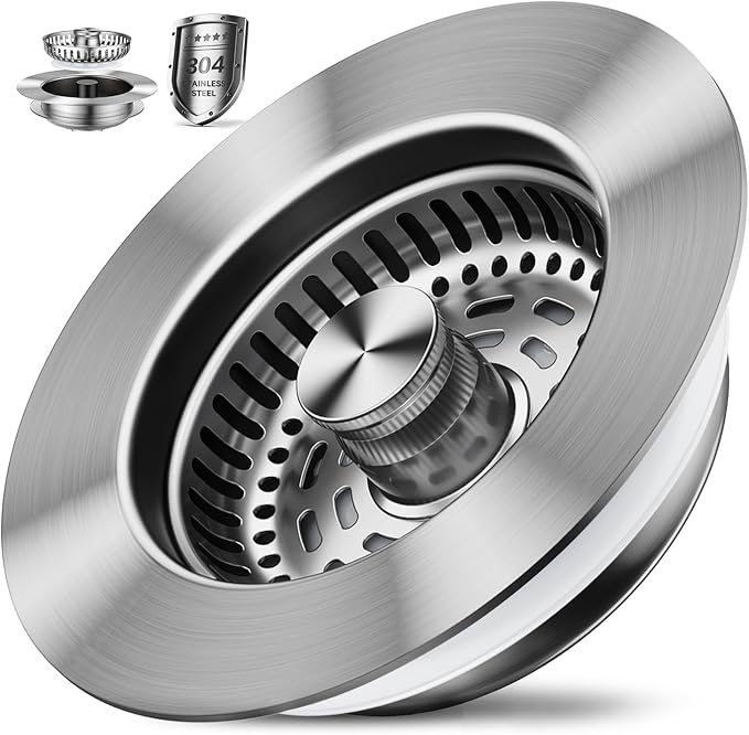 1S-Install Upgraded Kitchen Sink Strainer & Stopper – Pop-Up Fast Drain