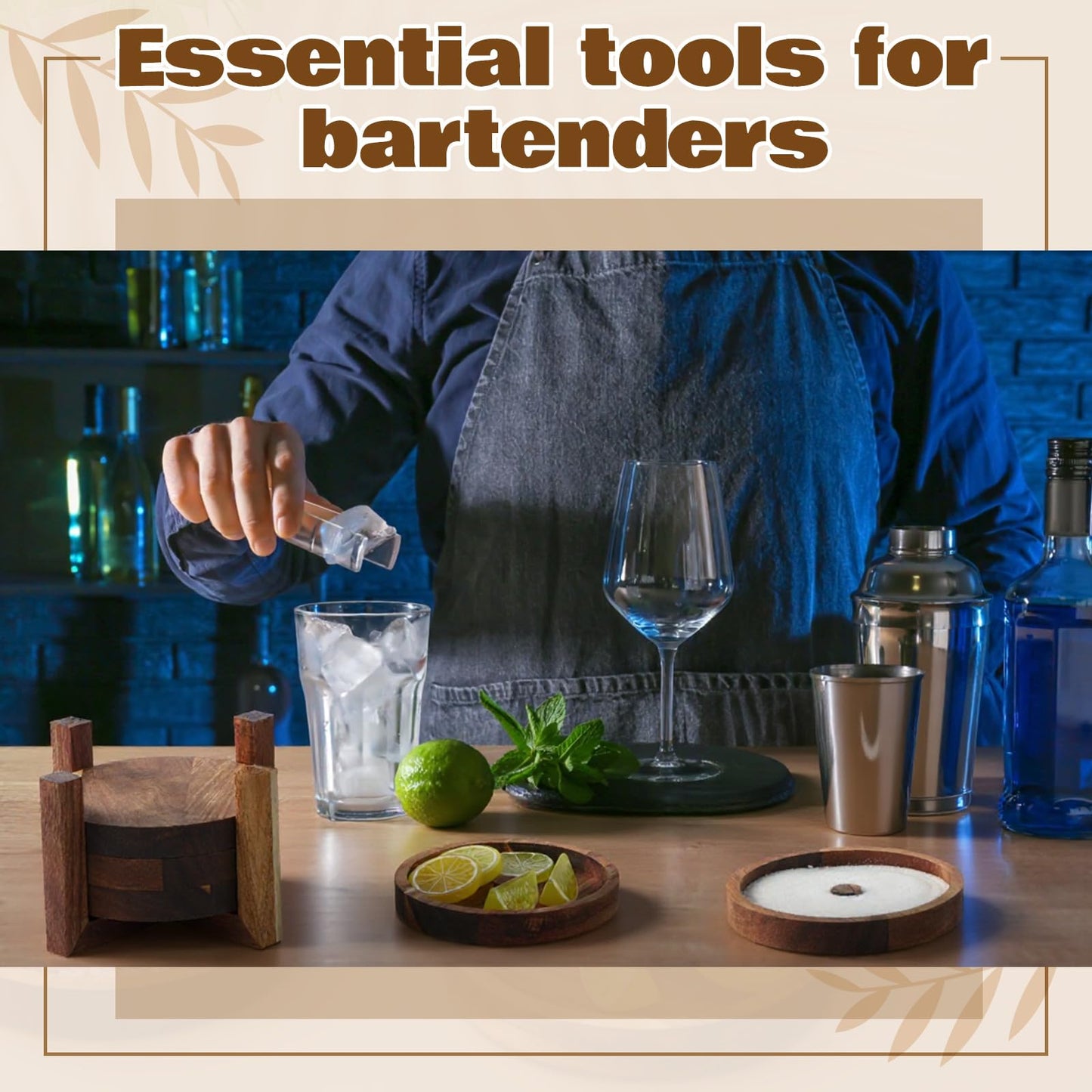 Margarita Salt Rimmer Set, 5-Tier Acacia Salt Rimming for Cocktails, Bartender Accessories & Home Bar Gifts, Complete Margarita Kit for Christmas Valentine's Day Party