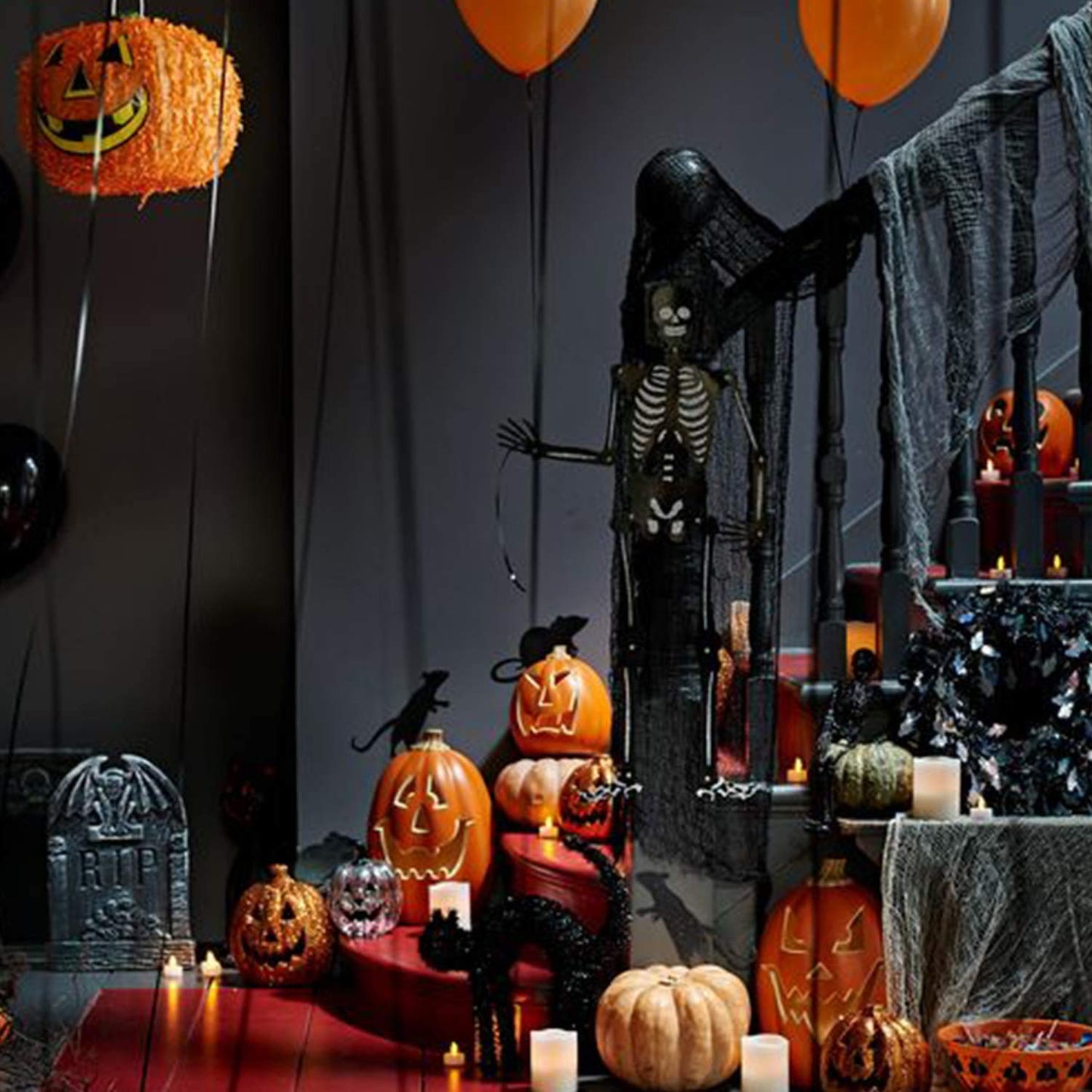 Linkbro (48 x 240 in.) Halloween Creepy Cloth, Spooky Giant Cheese Cloth Tapestry for Halloween Party Supplies Decorations Outdoor Yard Home Wall Decor, Black