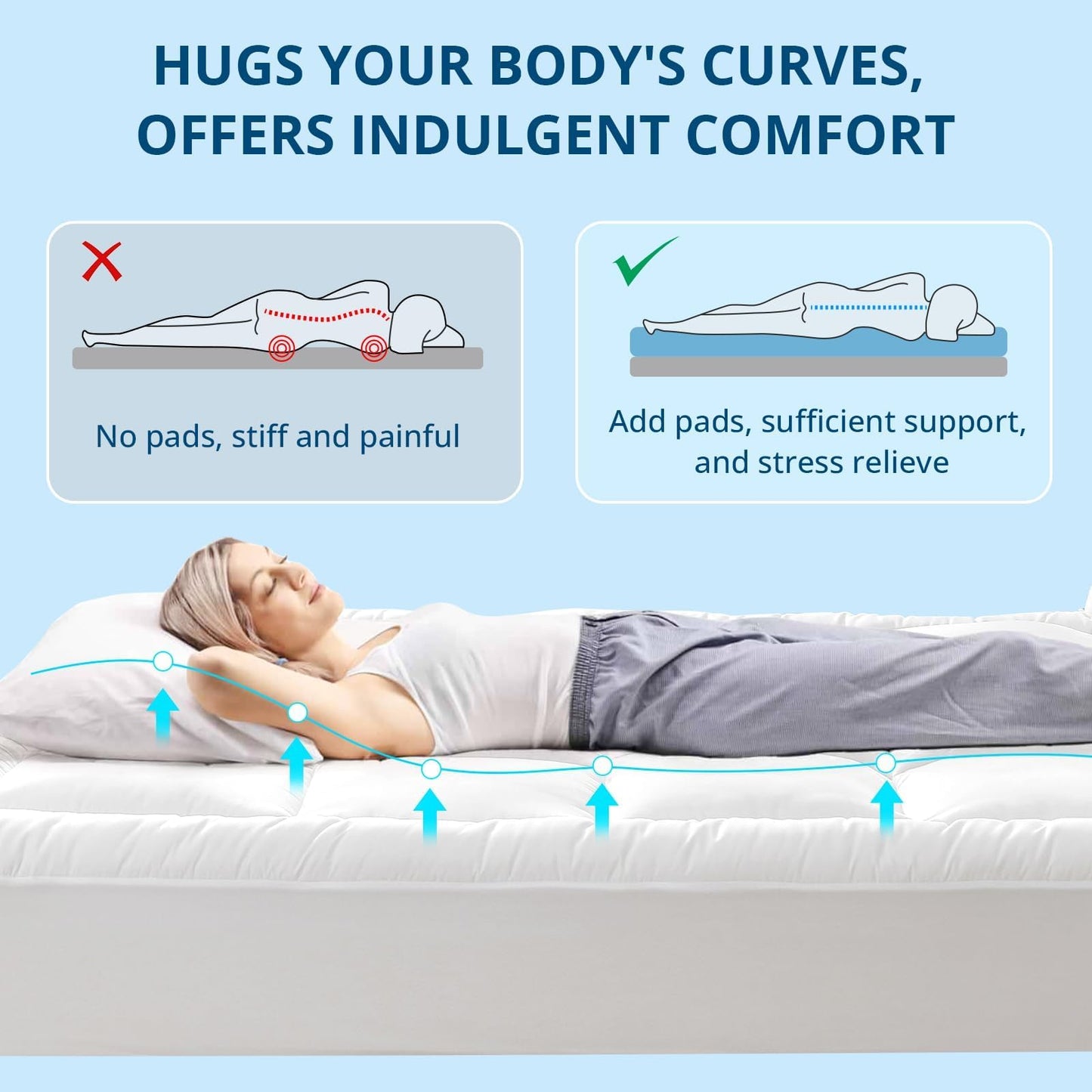 YUGYVOB Mattress Pad Extra Thick, Cooling, and Breathable Full Size Mattress Topper 8-21" Deep Pocket Soft Down Alternative Fill