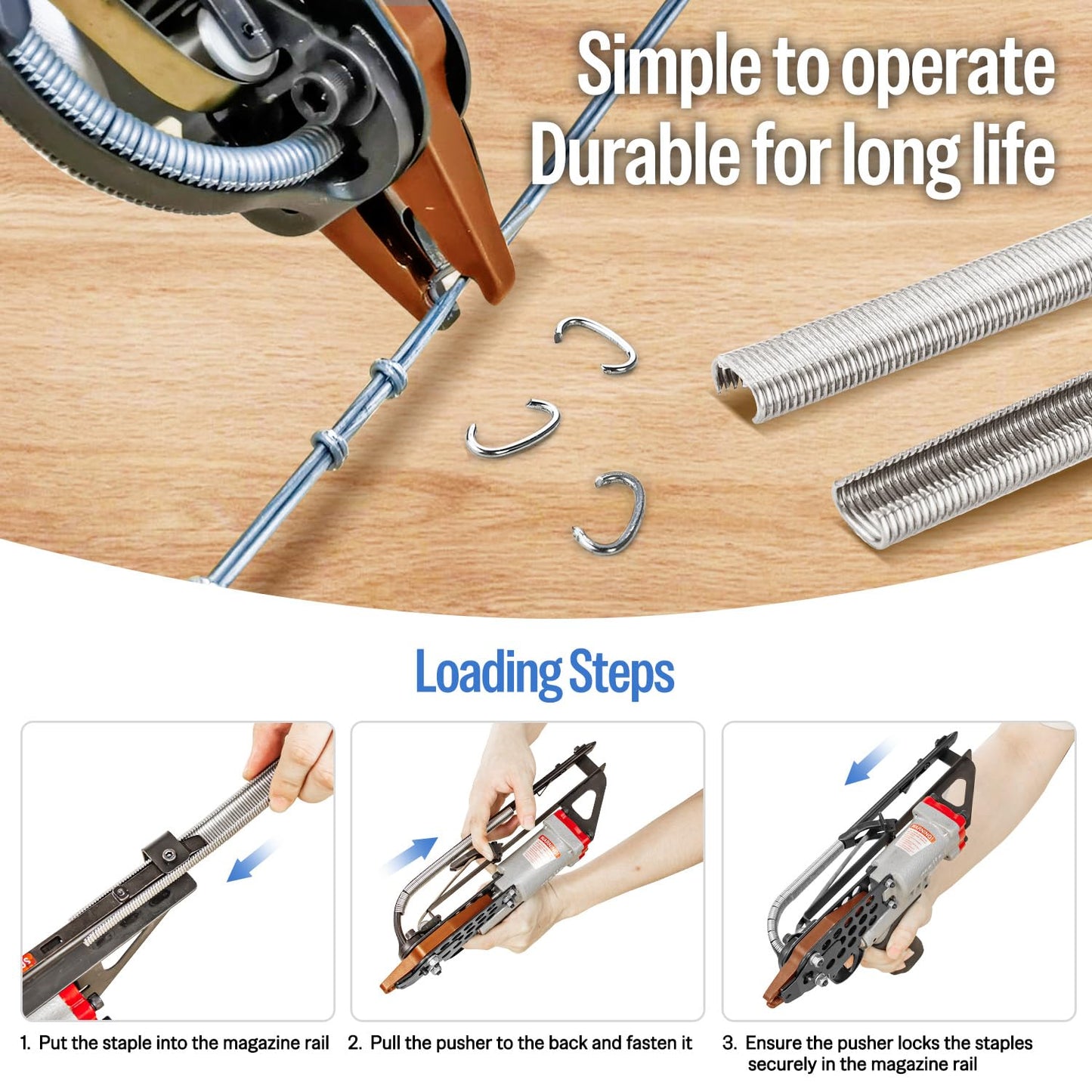 meite SC760C-I2 Pneumatic Hog Ring Gun, 16 Gauge 1/2" Crown Hog Ring Pliers, 2.6-3.6 mm Closure, Upgrade Trigger Air C Ring Stapler for Fencing, Upholstery, Pet Cages, and Bag Closing