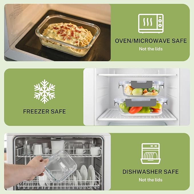 HOMBERKING 8 Pack Glass Food Storage Containers