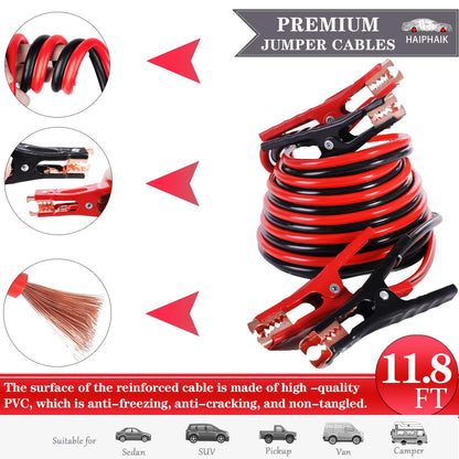 HAIPHAIK Car Emergency Kit,Emergency Roadside Kit for Car,Car Accessories for Women or Men,Car Safety Kit with Jumper Cables 11.8 FT,Tow Strap,Folding Survival Shovel,Roadside Emergency Kit
