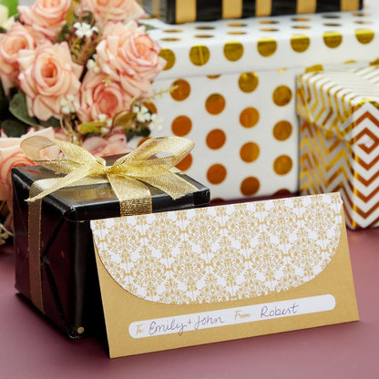 Juvale Money Envelopes for Cash - Cash Gift & Money Saving Envelopes - Secure Adhesive Seal & Floral Design - 7 x 3 In, Gold, 100 Pack
