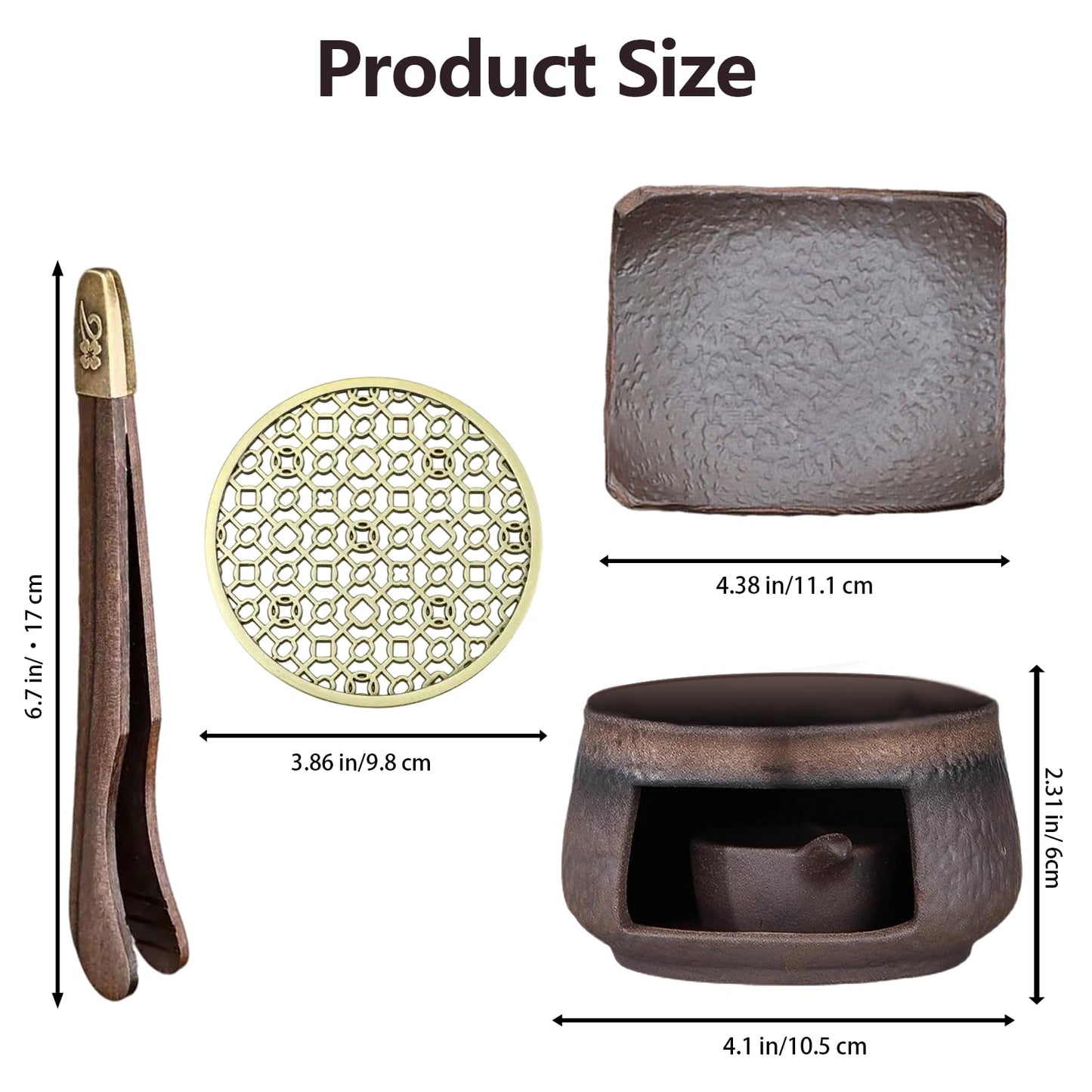 Ceramic Incense Burner Kit, Zen Incense Holder with Candle Clip,Mat & Heat Resistant Brick, Ceramic Aromatherapy,Stove Essential Oil Burner, Suitable for Home and Office Use.