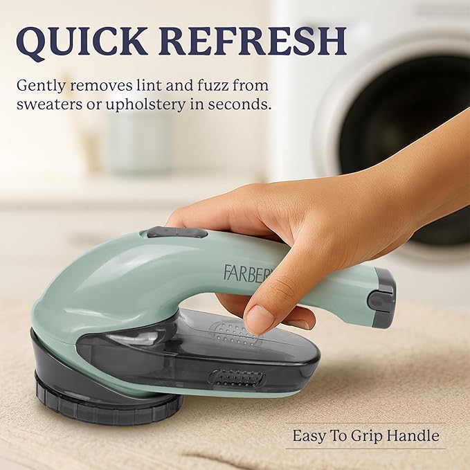 Farberware Large Lint Remover Fabric Shaver – Battery Operated Lint Shaver