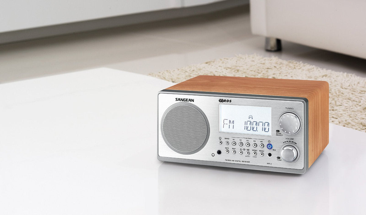 Sangean WR-2 AM/FM-RBDS Wooden Cabinet Digital Tuning Radio (Walnut)