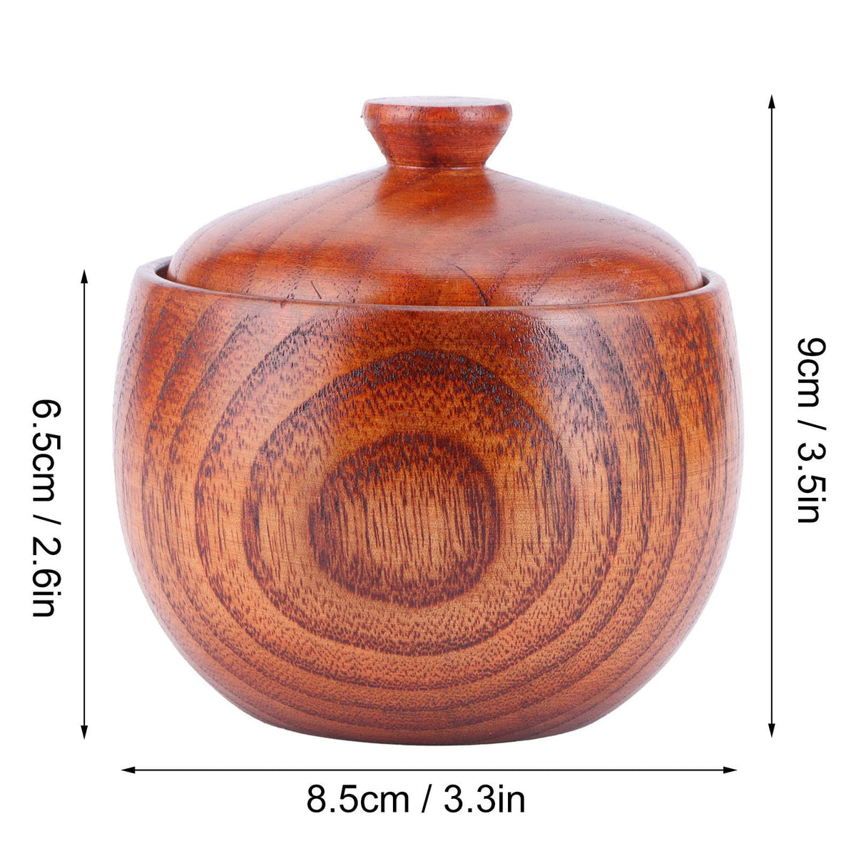 MOUMOUTEN Wood Spice Pot, Natural Wooden Salt Cellar with Lid and Spoon, Sugar Container Vintage Spice Jar Seasoning Container Cooking Utensil for Serving Condiment Chili Powder