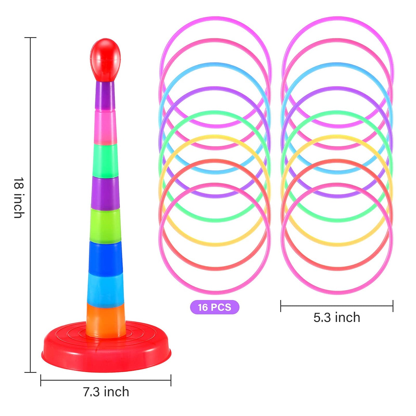 Sumind 2 Sets 18" Colorful Plastic Sport Ring Toss Game Set for Most Ages