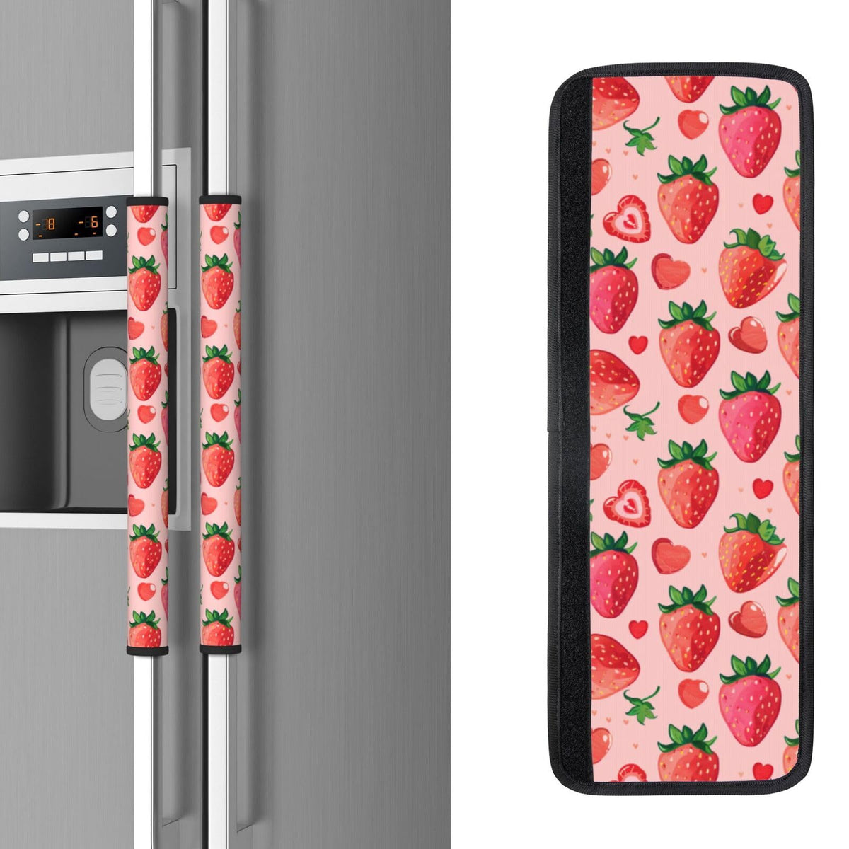 Buyidec Refrigerator Door Handle Covers Love Fruit Strawberry Fridge Handle Cover Washable Dishwasher Microwave Fridge Oven Door Decor Handle Cover Keep Your Kitchen Appliances Clean