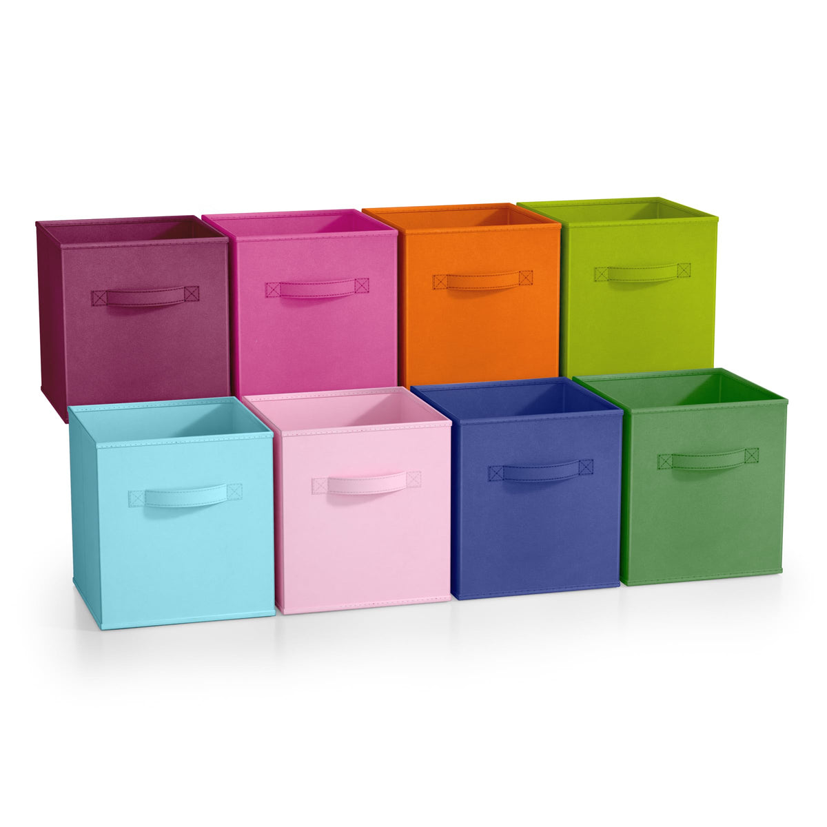 Sorbus Fabric Storage Cubes - 8 Foldable Storage Bins for Organizing Pantry, Cubbies, Toy Box - Clothes Storage & Closet Organizer - 11 Inch Collapsible Cube Baskets for Shelves with Handle